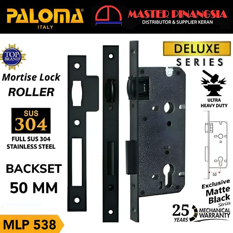 BODY MESIN KUNCI PALOMA MLP 538 DELUXE ROLLER 50MM STAINLESS 304 HITAM