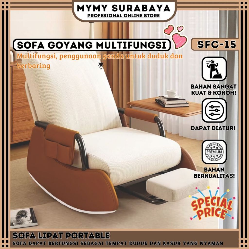 MYMY.SURABAYA  Sofa Bed Lipat Pedal dan Non Pedal Multifungsi | Sofa Bed Minimalis Sofabed Tidur Kur