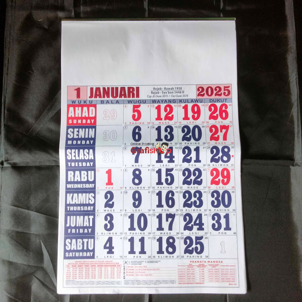 

Kalender 2025 Model Ahad Angka Besar & Lengkap ukuran 32x50cm