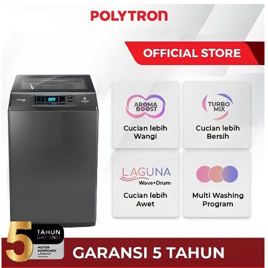 Polytron Mesin Cuci 1 Tabung Zeromatic Laguna Hijab 9 KG PAW 9028