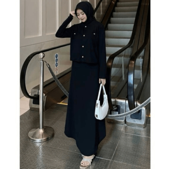 BELLANIA SET Baju Setelan Atasan Sweater Dan Rok Model Terbaru 2024 Bahan Soft Knit Premium One Set 