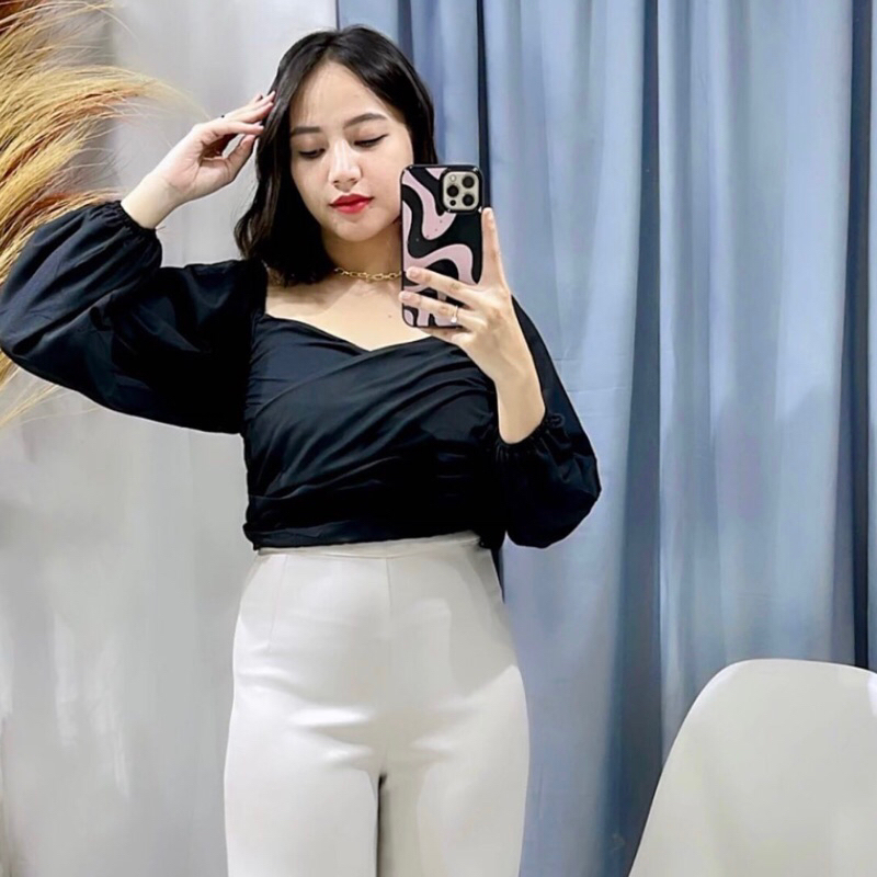 crop top karet baju wanita top wanita