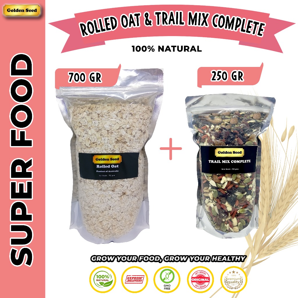 

(BUNDLING) ROLLED OAT 700GR + TRAIL MIX COMPLETE 250GR/PAKET ROLLED OAT 700 GRAM + TRAIL MIX COMPLETE 250 GRAM