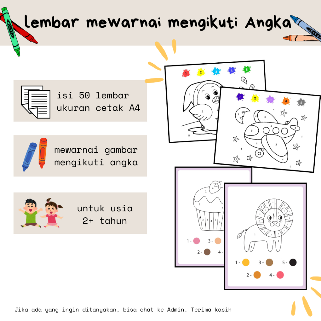 Lembar kerja Anak 2 tahun mewarnai, tracing garis dan bentuk ukuran HVS A4