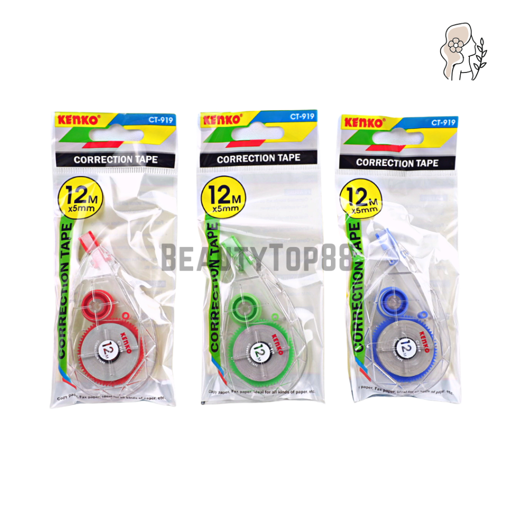 

Correction Tape Kenko CT-919 Kemasan Plastik - Tipex Kertas Roll Ecer - Pita Koreksi 12 Meter