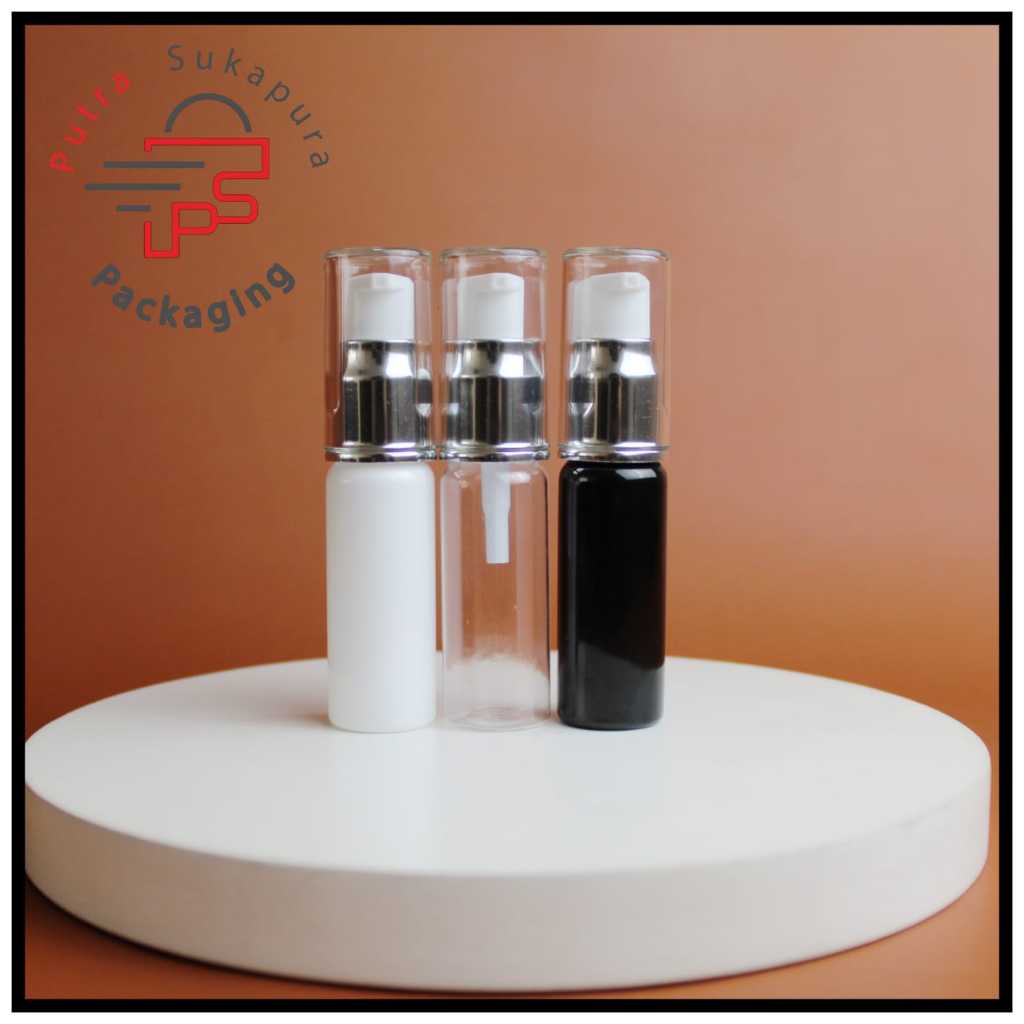 botol treatment pump 20ml/botol pump treatment 20ml/treatment pump fullcap silver neck 18