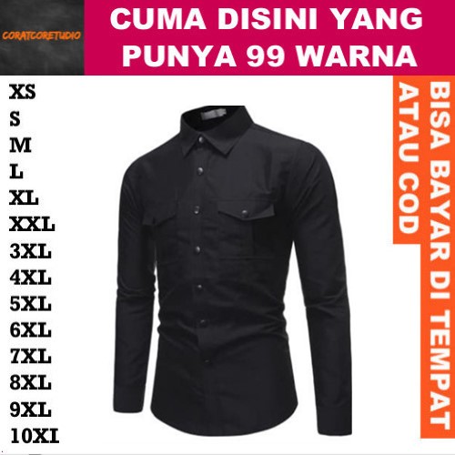 99 WARNA 10XL 9XL 8XL 7XL 6XL 5XL 4XL 3XL XXL XL L M S XS Kemeja Pria Hem Cowok Jumbo Big Size Lenga