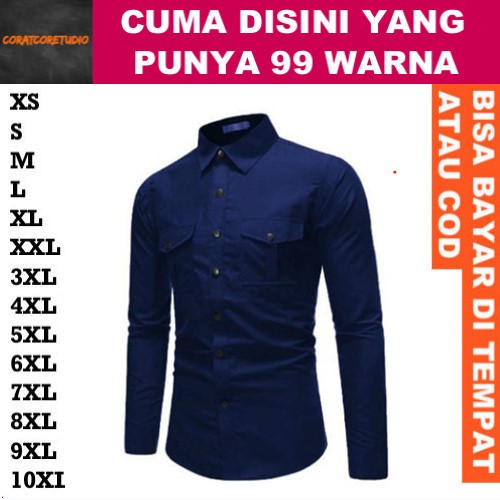 99 WARNA 10XL 9XL 8XL 7XL 6XL 5XL 4XL 3XL XXL XL L M S XS Kemeja Pria Hem Cowok Jumbo Big Size Lenga
