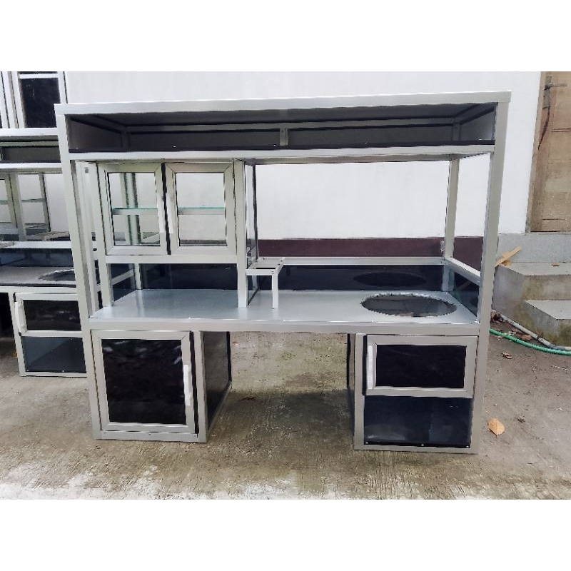 Murah 4 usaha gerobak jualan bakso/miayam 3 gerobak bahan Alumunium 1 gerobak bahan mahoni