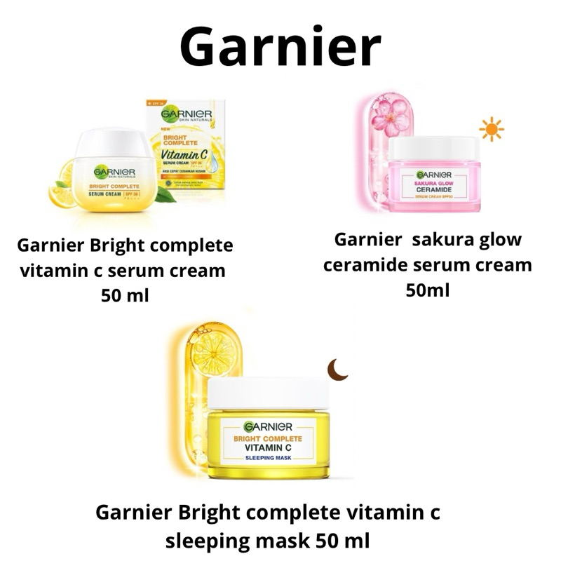 [YUSANA GROSIR 100% ORIGINAL] Garnier bright complete vitamin c serum cream 50ml | Garnier sakura gl