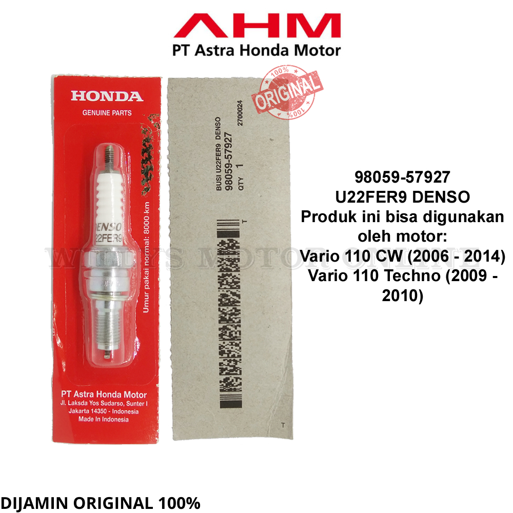 Busi Vario 110 Original AHM 98059-57927 DENSO 22FER9 / Busi Vario 110 karbu cbs