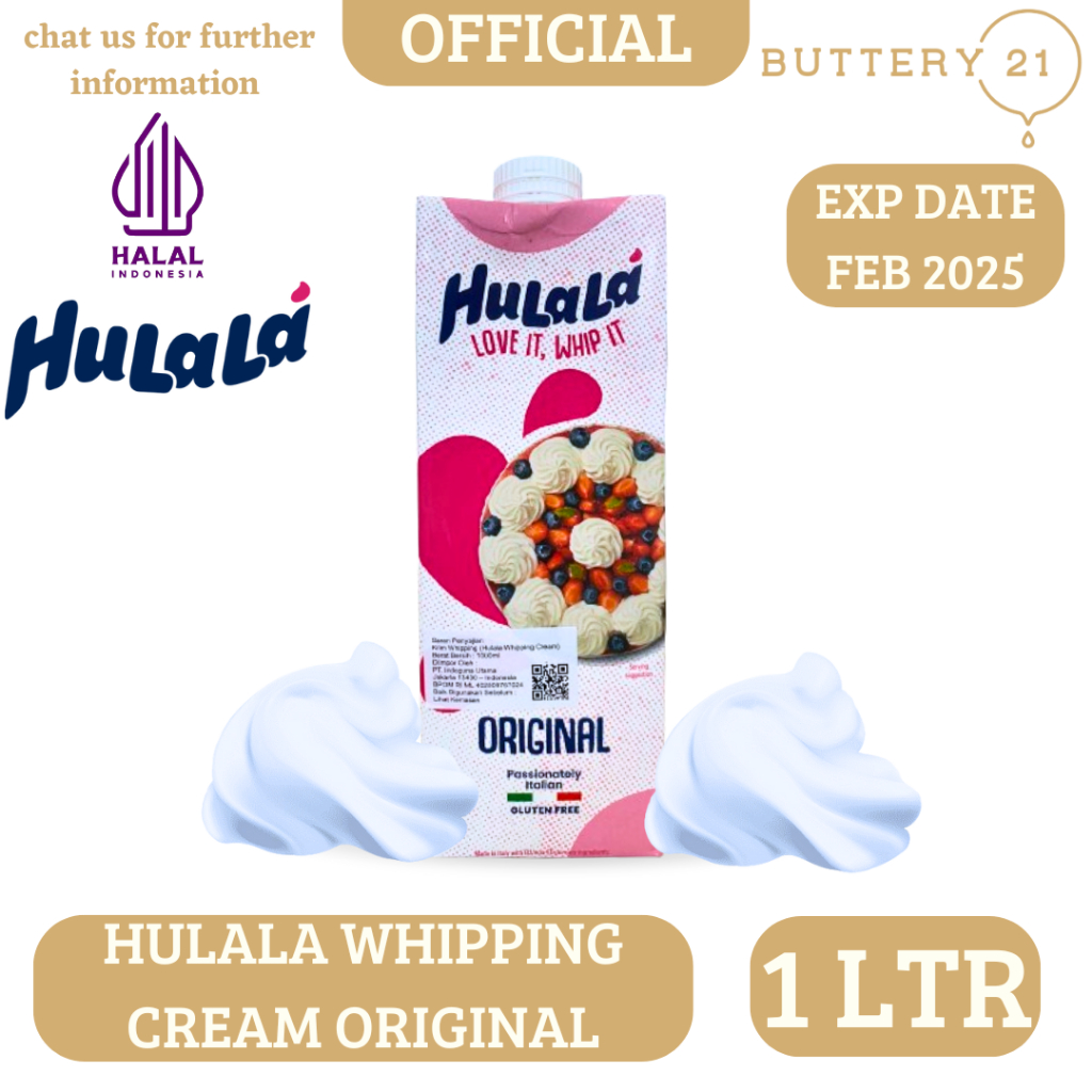 

HULALA WHIPPING CREAM 1 LTR/KRIM WHIPPING/HULALA WHIP ORIGINAL 1000 ML/HULALA NON DAIRY