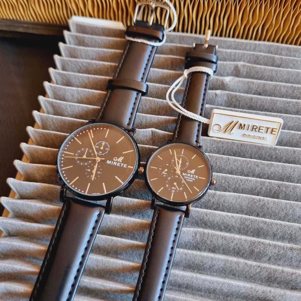 JAM TANGAN MIRETE PRIA/WANITA/COUPLE LEATHER STRAP KULIT SINTETIS/JAM TANGAN ANALOG TERBARU/JAM TANG