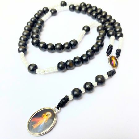 Rosario kerahiman ilahi kayu warna hitam/rosario koronka simple