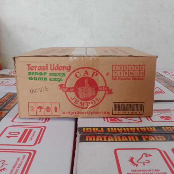 

HG [Dus] Terasi Udang Merk Jempol Isi/Dus 16 Pak X 2 Renceng X 10 Pcs/360 Pcs