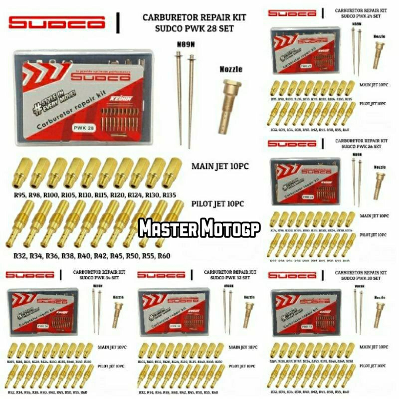 pilot jet main jet keihin sudco Repairkit karburator PJ MJ Pe24 pe26 pe28 pilotjet mainjet keihin
