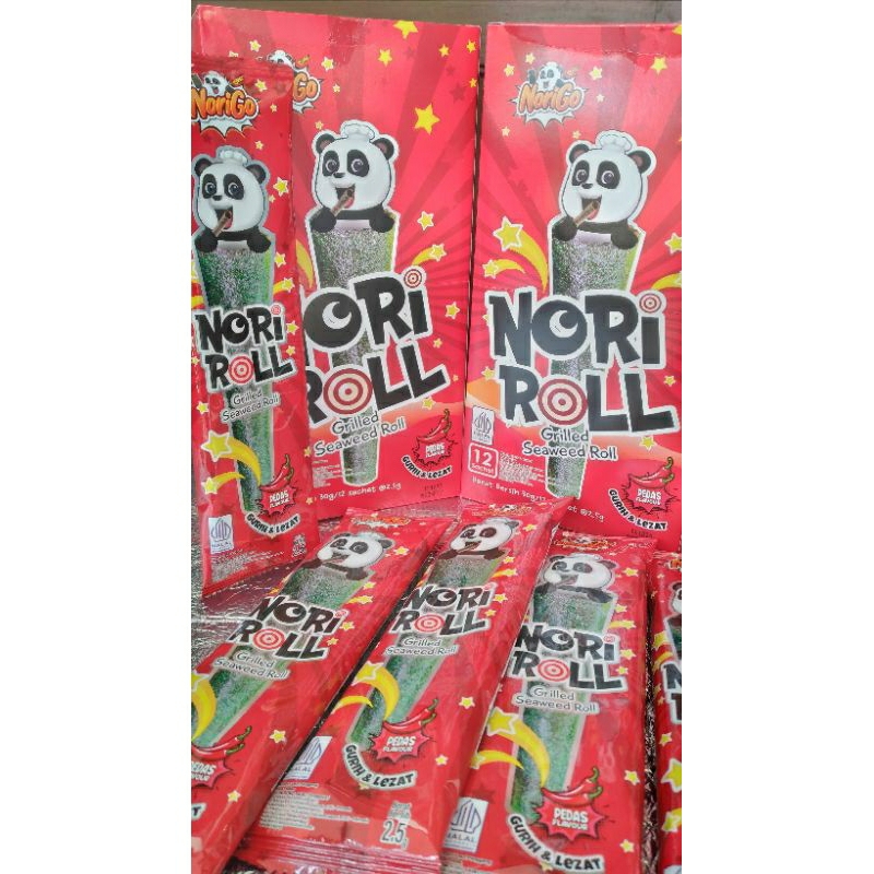 

(Dus) Nori Roll Rasa Pedas 1 dus isi 6 pack / Nori Roll Rumput laut rasa Pedas 30 gram isi 12 sachet