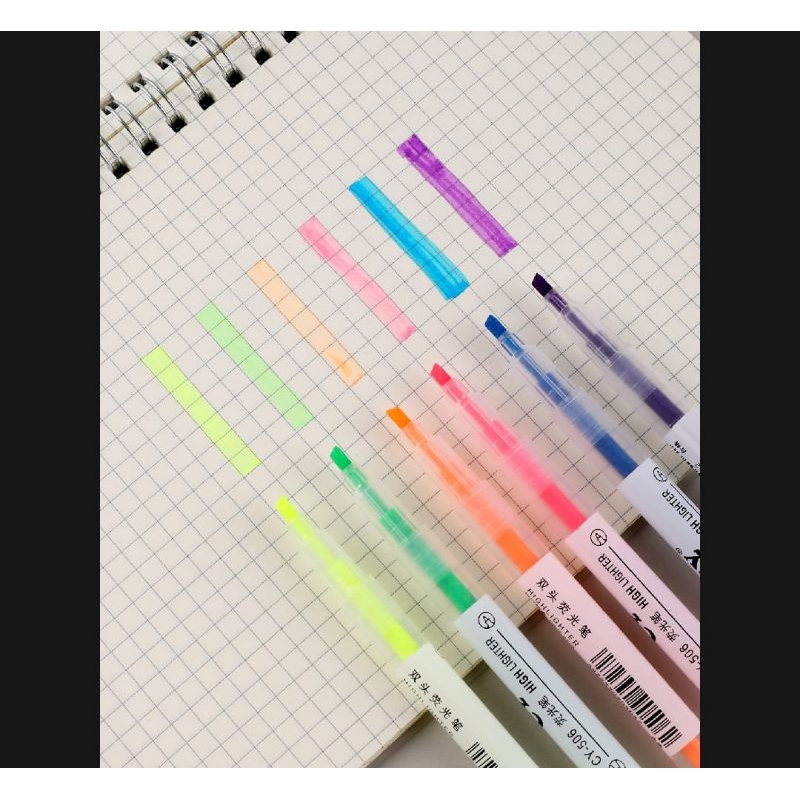 

1 Set isi 6 Pcs Highlighter Neon Dual Tip 2in1 Lucu Highlighter murah Highlighter gel pen