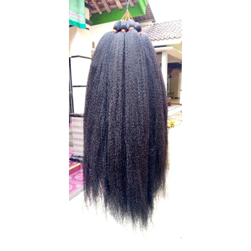 Rambut Sambung Sintetis ,Cemara Hitam Pekat 80-90cm..
