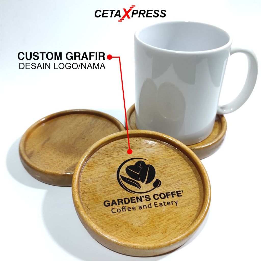TATAKAN GELAS CUSTOM COASTER KAYU CUSTOM GRAFIR