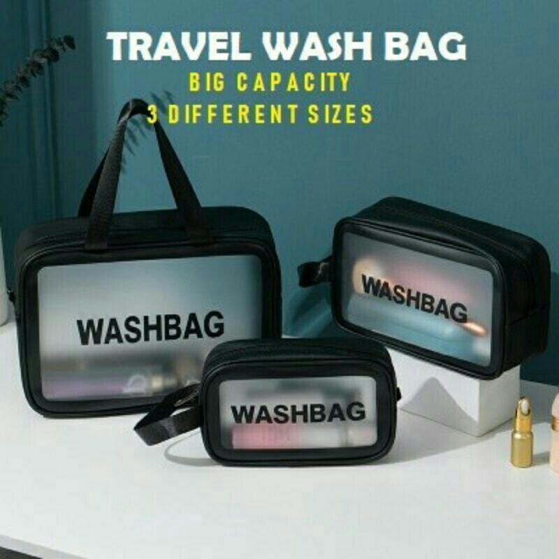TAS WASHBAG TRANSPARAN TAS KOSMETIK TRAVEL BERBAGAI UKURAN TAS PLASTIK TRANSPARAN SERBAGUNA