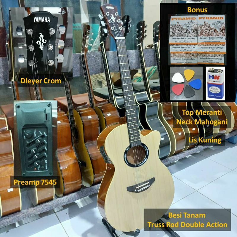 gitar akustik dan elektrik preamp 7545 ongkos kirim dapat senar cadangan pick gitar akustik Yamaha c