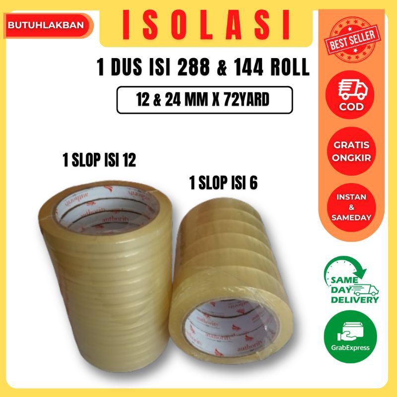 

ISOLASI BENING 12MM X 72YARD | ISOLASI BENING 24MM X 72YARD | SATUAN SLOP