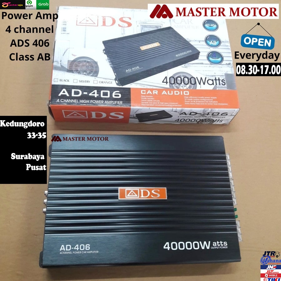 Power Amplifier ADS 406 4channel 2 Ohm Class AB 12V Power Ampli Amp Audio Mobil Calya Innova dll