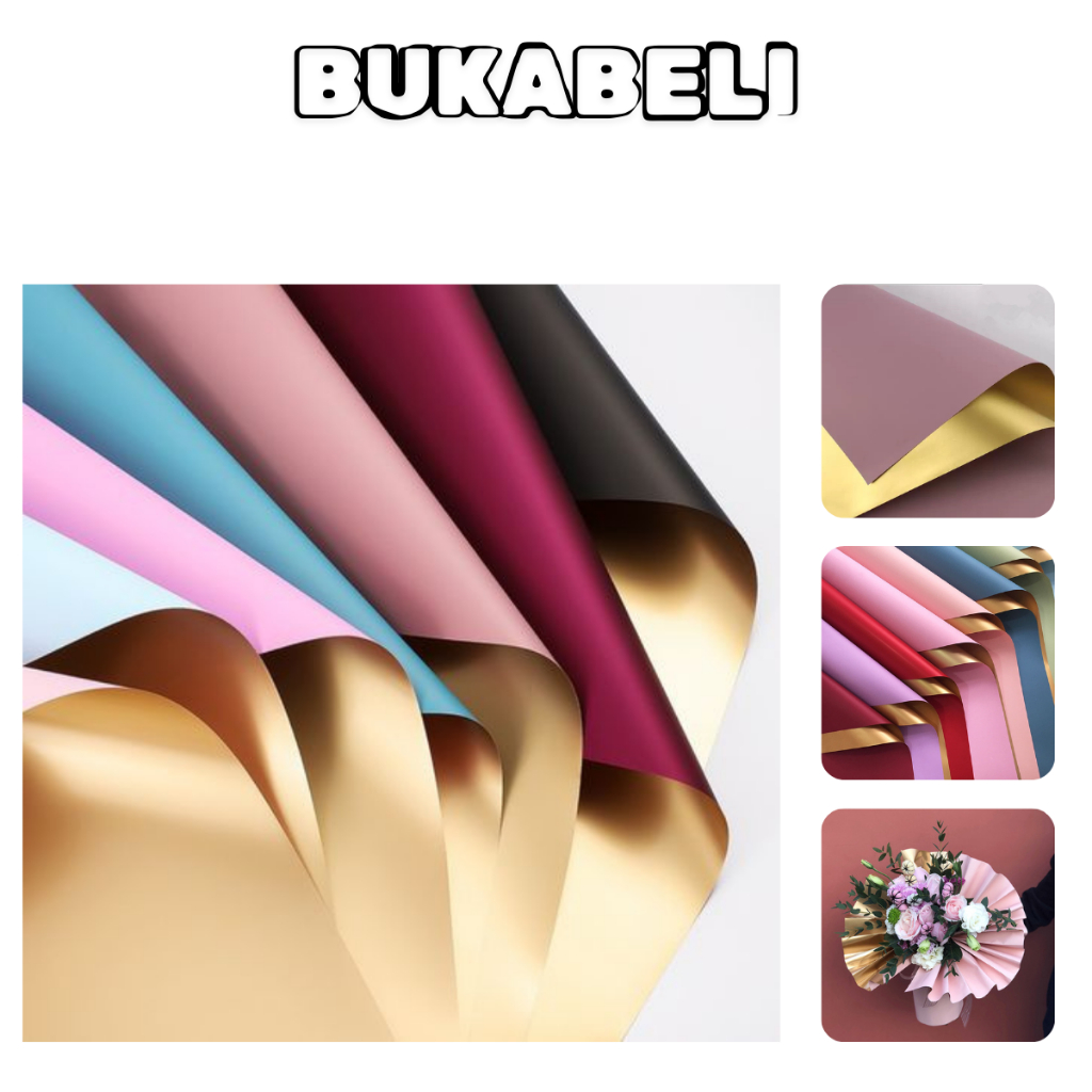 

BUKABELI (5) BUNDLING 1 PACK ISI 20 LEMBAR Kertas Bunga / Kertas Kado / Flower Wrapping Florist BI Color Gold paper Cellophane Pembungkus Bunga / Flower Paper COD