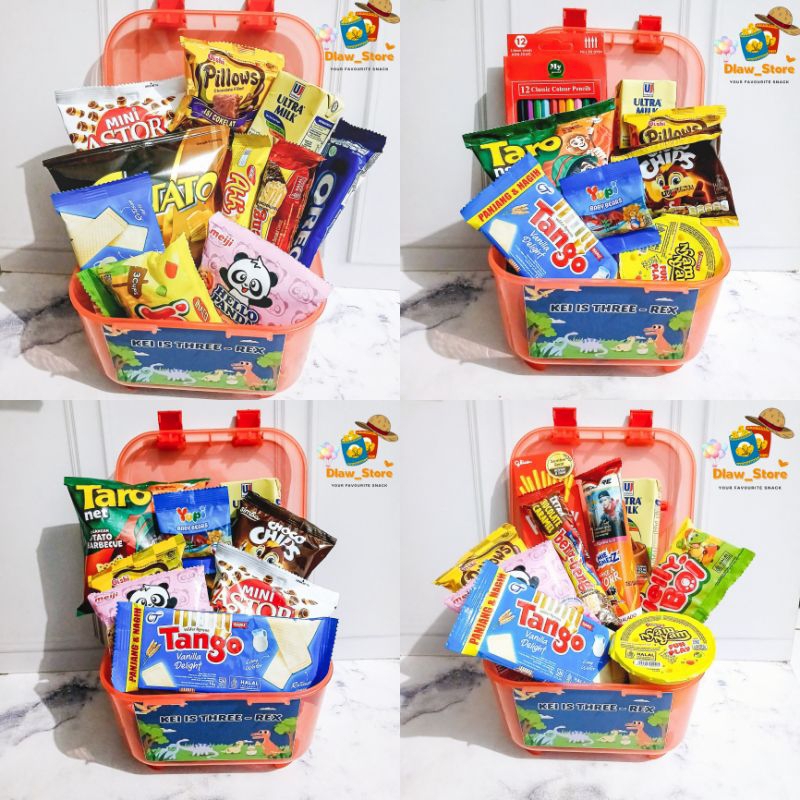 

Paket snack ulang tahun anak container premium / goodie bag / souvenir ulang tahun