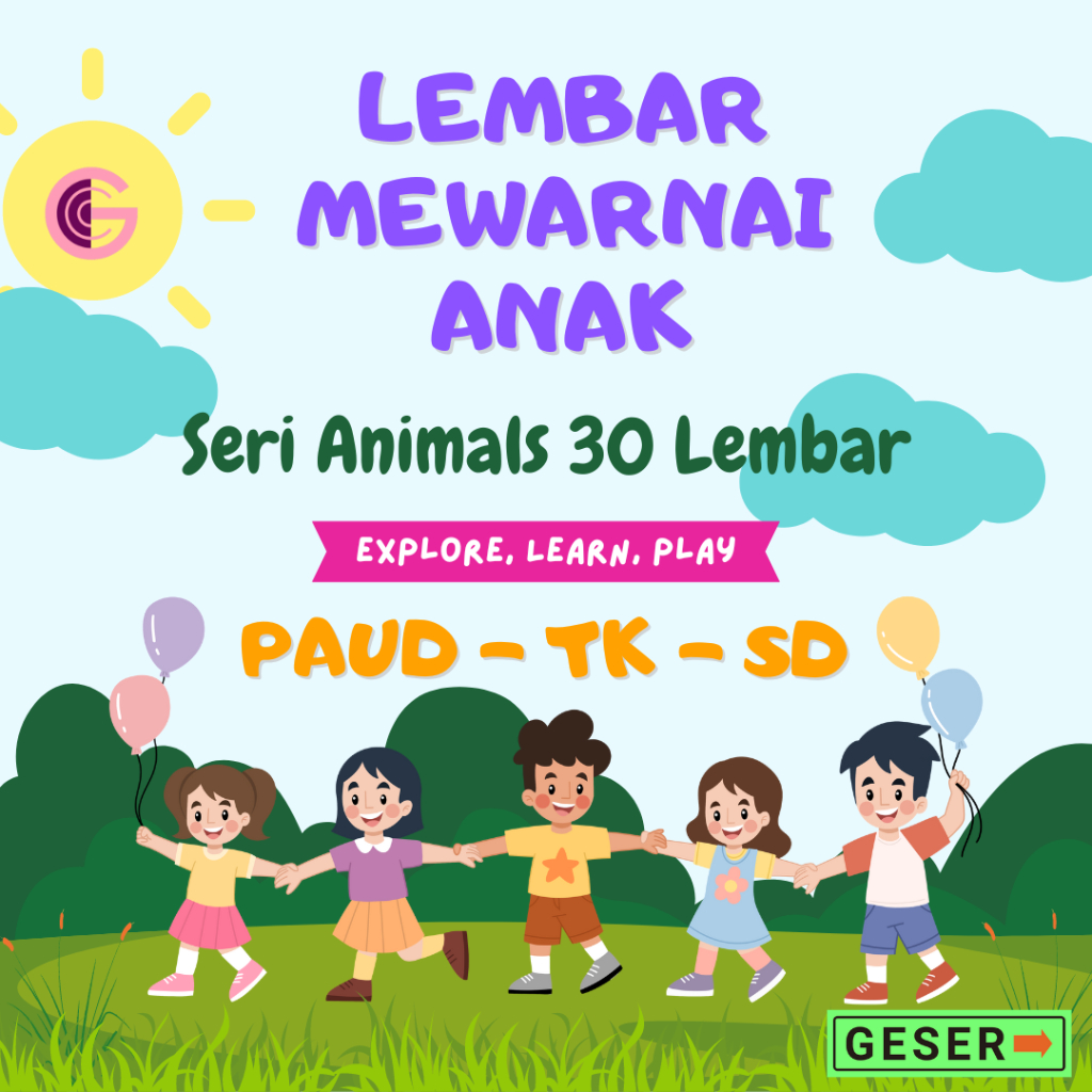 Lembar Mewarnai Anak Seri Animals - 30 Lembar - Paud TK SD