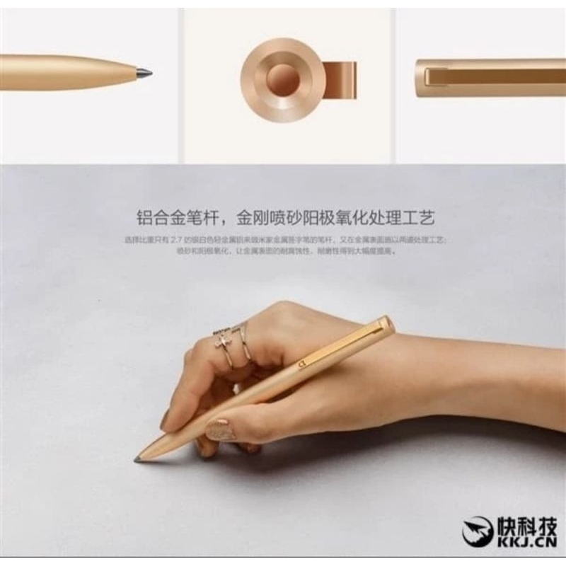 

Pulpen Xiaomi Mi jia Metal Signature Gold allumunium Emas 1 pcs Pulpen Premium Roller pen
