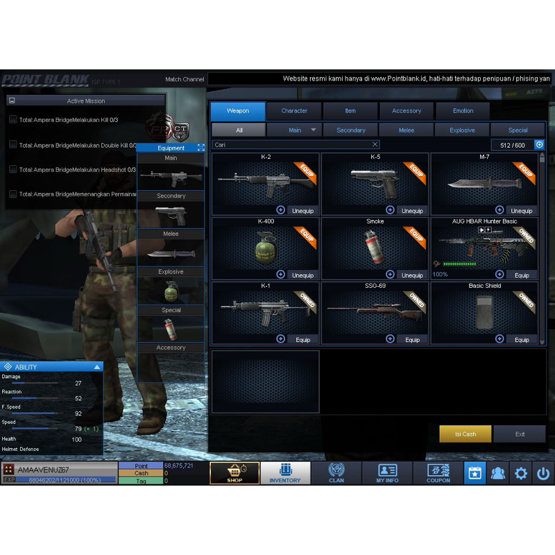 AKUN PB B4 BINTANG 4 AUG PERMANENT DATA POLOS POINTBLANK