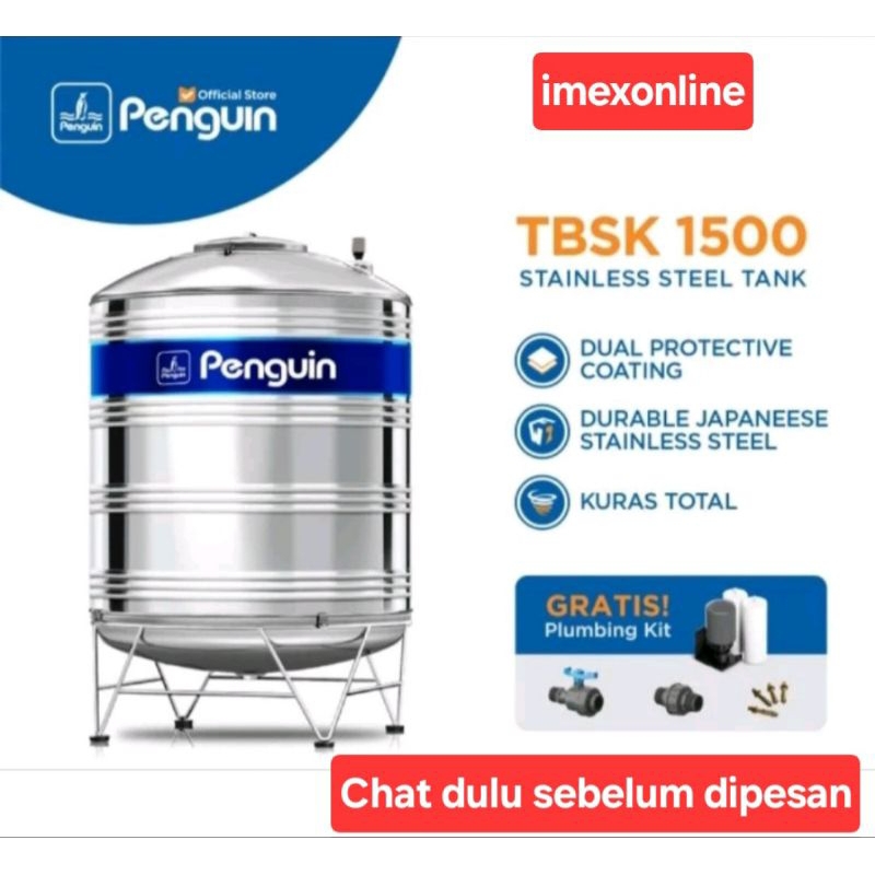 Penguin Toren Tandon Tangki Air Stainless Steel TBSK 1500 1500 Liter