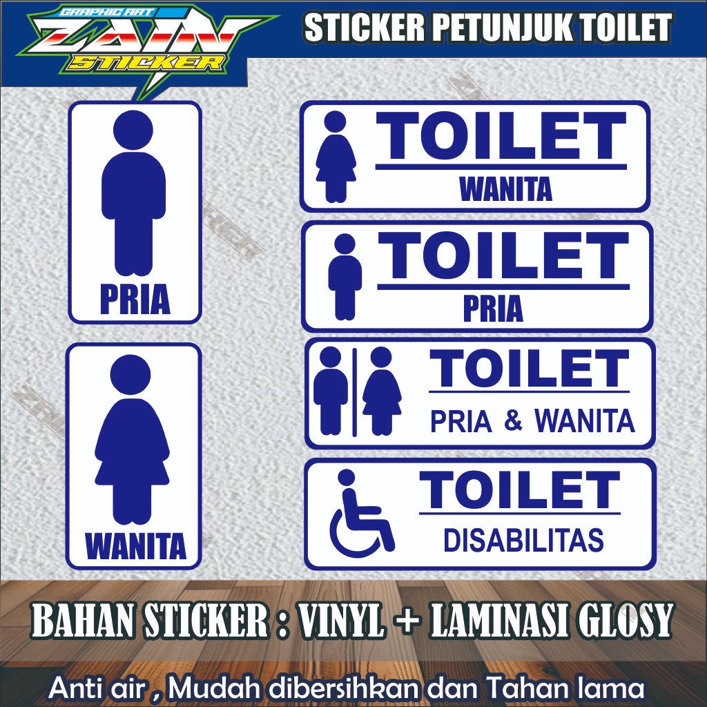 

Sticker | Stiker PENUNJUK TOILET - WC Bahan Vinyl + Laminasi Glosy Anti Air Dan Tahan Lama