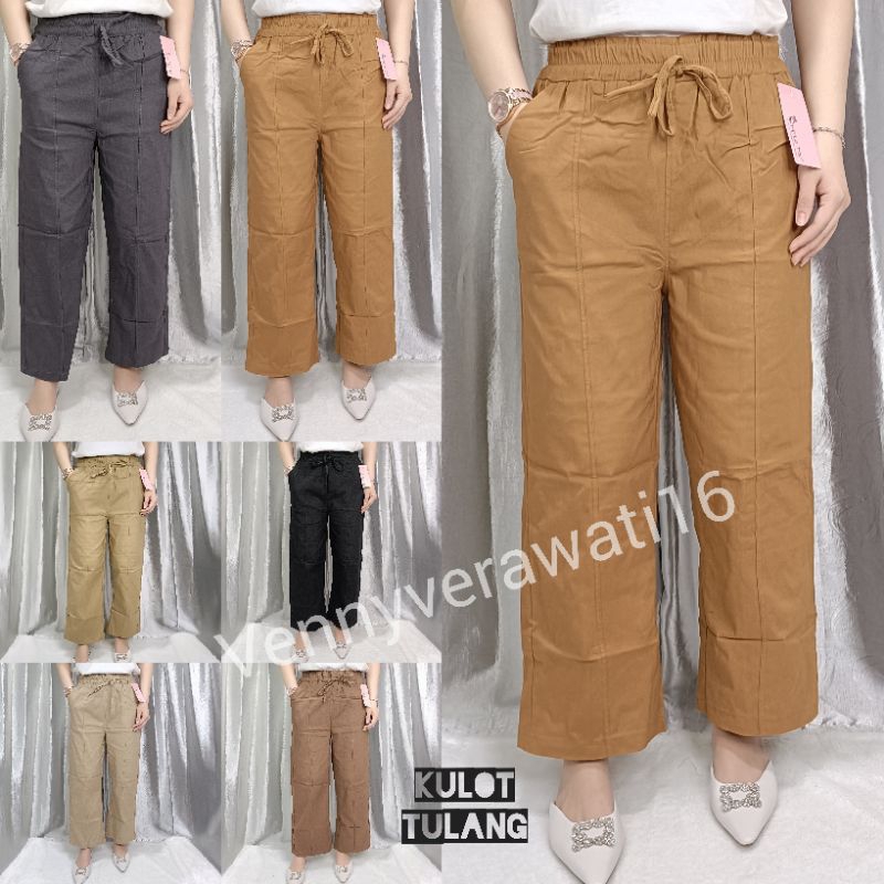 Celana Kulot Panjang Wanita Kulot Tulang Stretch Tebal Simple Me/Celana Kulot Wanita Panjang Stretch