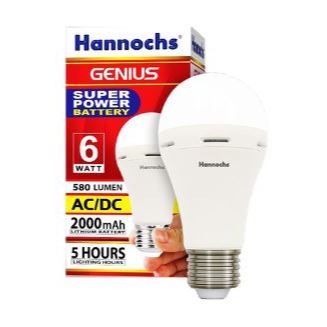 LAMPU AC/DC HANNOCHS LAMPU LED GENIUS EMERGENCY AC/DC 6 Watt/Bohlam Emergency LED AC/DC