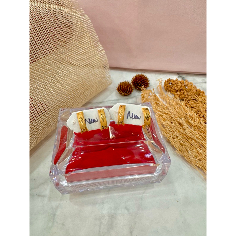 Anting jepit bangkok ukir emas asli 6k