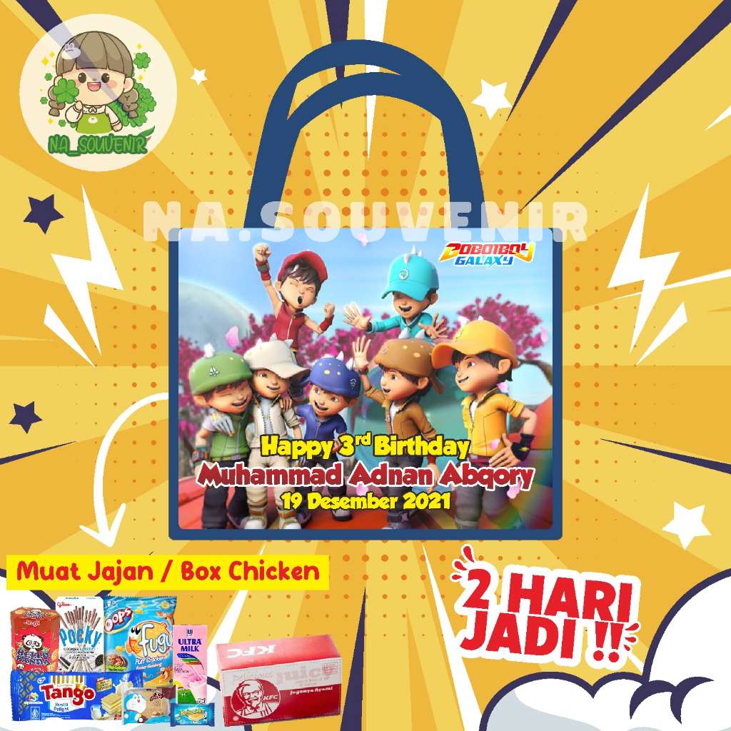 

Tas Ultah Terlaris/Goodie bag ultah/Tas ulang tahun/Tas Ultah tema BOBOIBOY