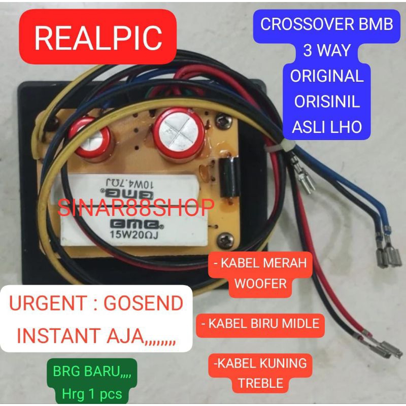 Hrg 1 pcs BMB TERMINAL BOX SPEAKER PLUS CROSSOVER 3way 3 way n KABEL SIAP PAKAI BMB 550MKII 12i BMB5