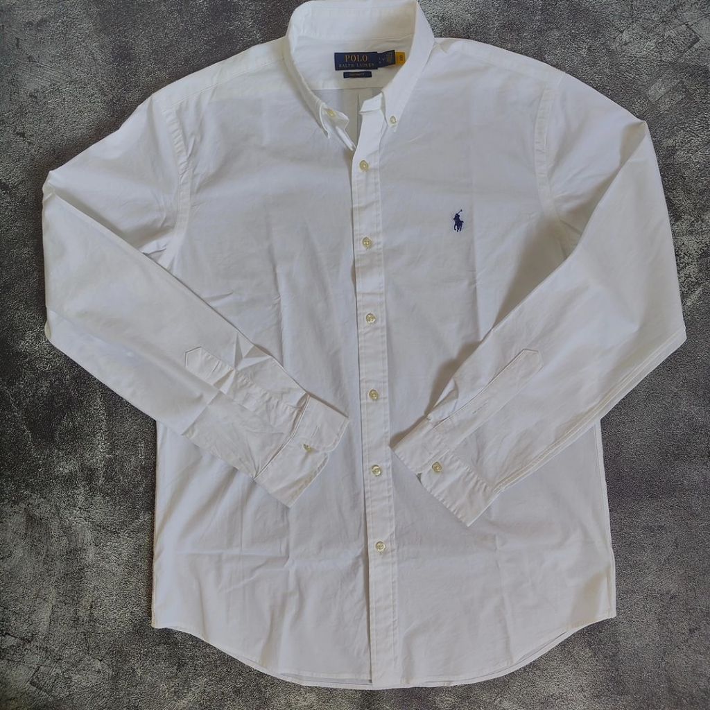 Kemeja POLO" Pria Lengan Panjang - Putih