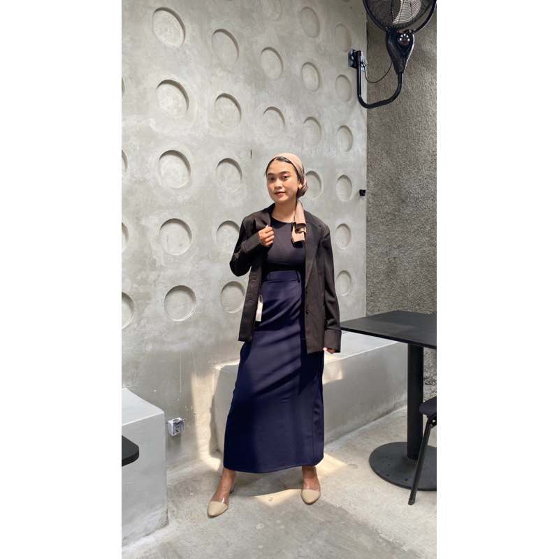 ROK SPAN REMPEL NON KARET/SKIRT OFFICE/ROK SPAN HITAM/ROK KERJA/ROK HITAM PANJANG[COD]