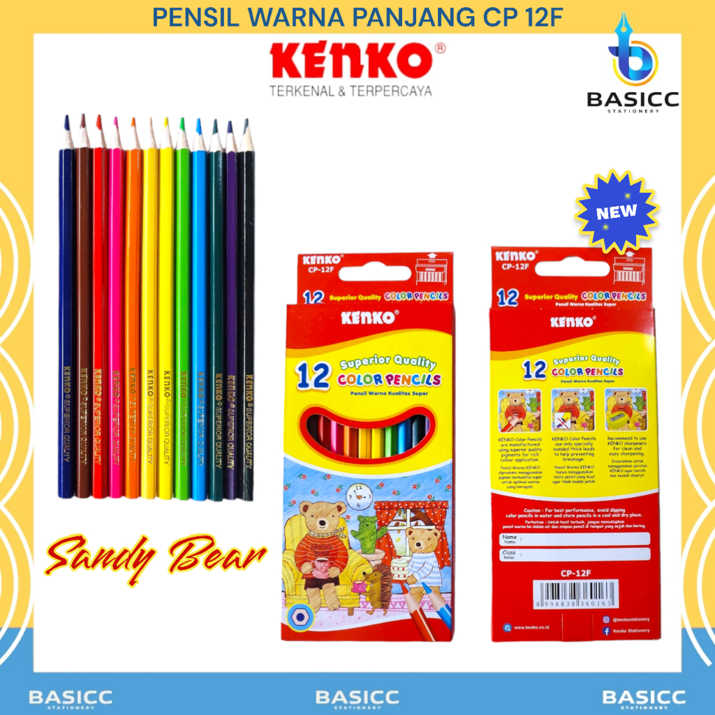 

Kenko Pensil Color Panjang Sandy Bear CP-12F | @1Set =12 Warna