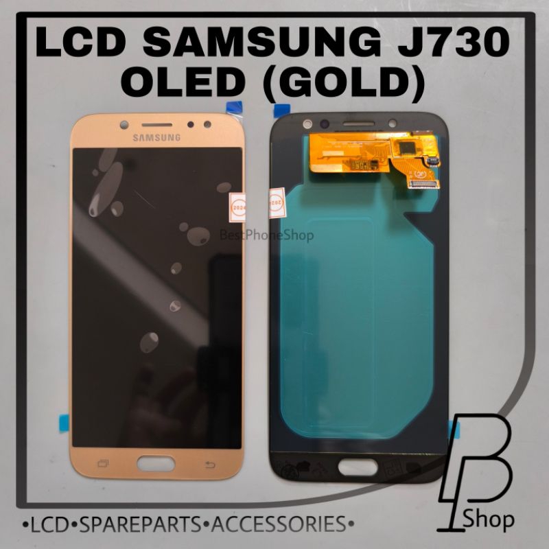 LCD SAMSUNG J730 OLED  ( BLACK / GOLD)