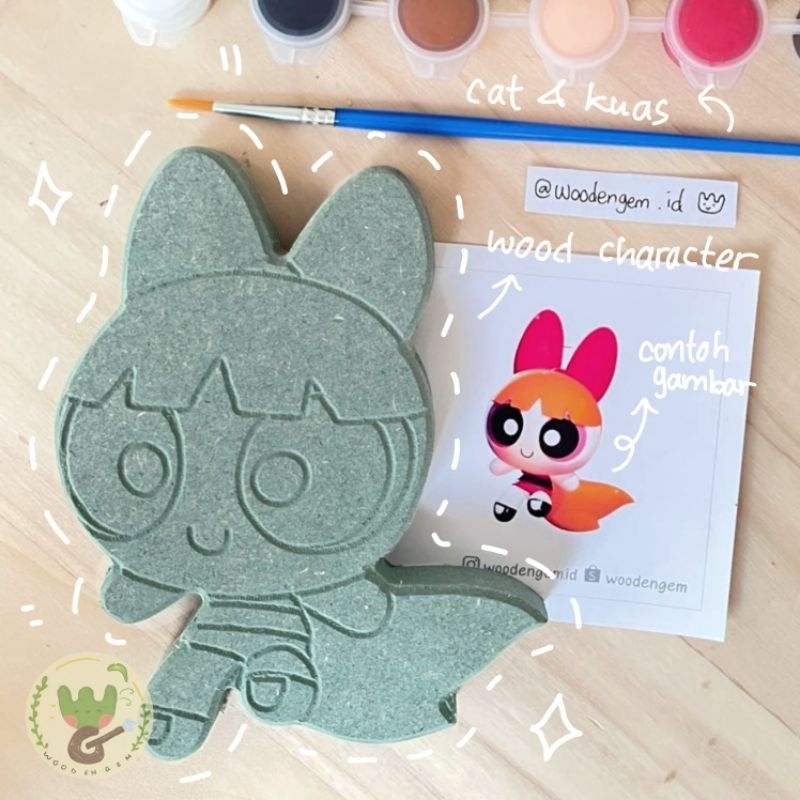 

WOODENGEM Powerpuff Girls DIY Wood Character Painting Mewarnai Melukis Mainan Kayu Hampers Souvenir