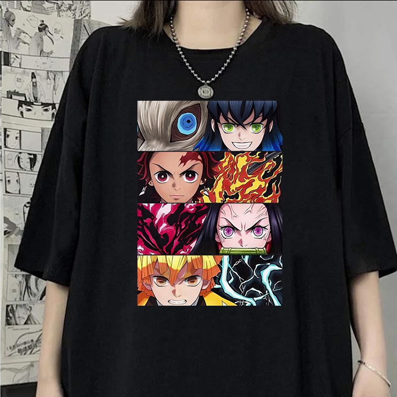 Kaos Demon Slayer Kimetsu No Yaiba Tanjiro Nezuko Zenitsu Anime Baju Demon Slayer Anime Pria Distro 