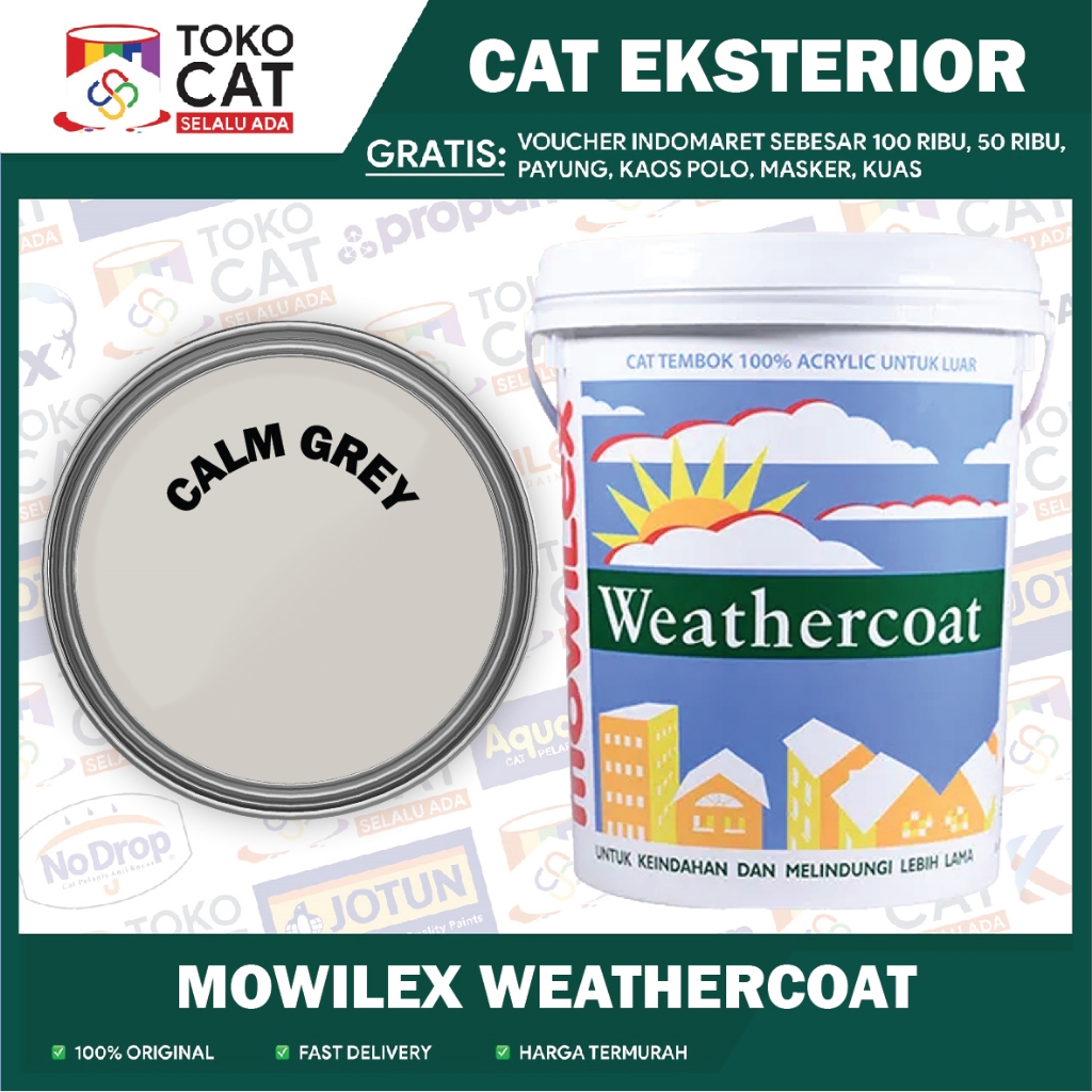 Cat Tembok Eksterior // Mowilex Weathercoat Tinting ( CALM GREY ) 20 L // Kemasan Pail
