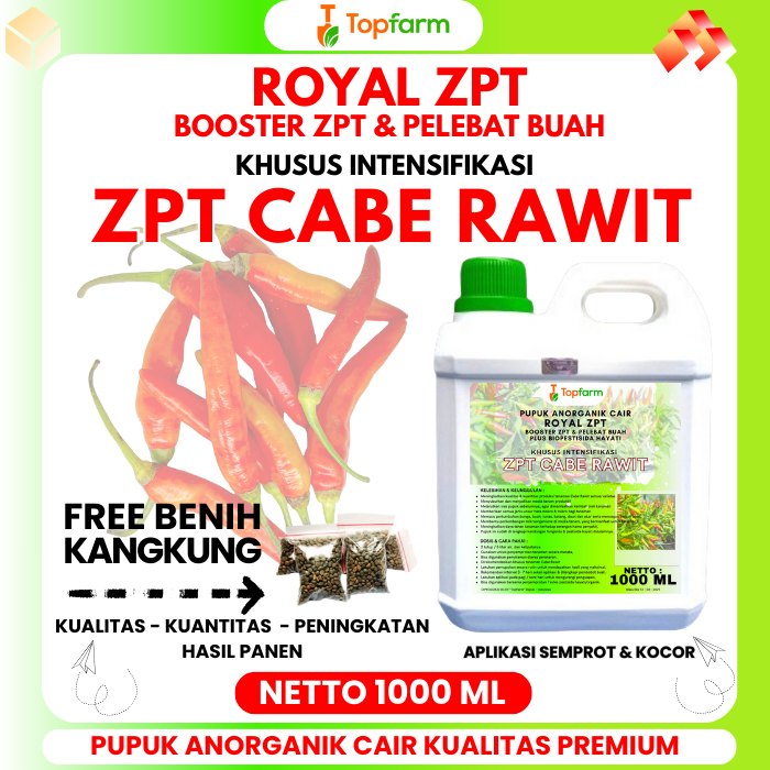 Pupuk Topfarm / Pupuk Zpt Cabe / Pupuk Zpt Pelebat Buah Cabe / Pupuk Zpt Untuk Cabe / Pupuk Asam Ami