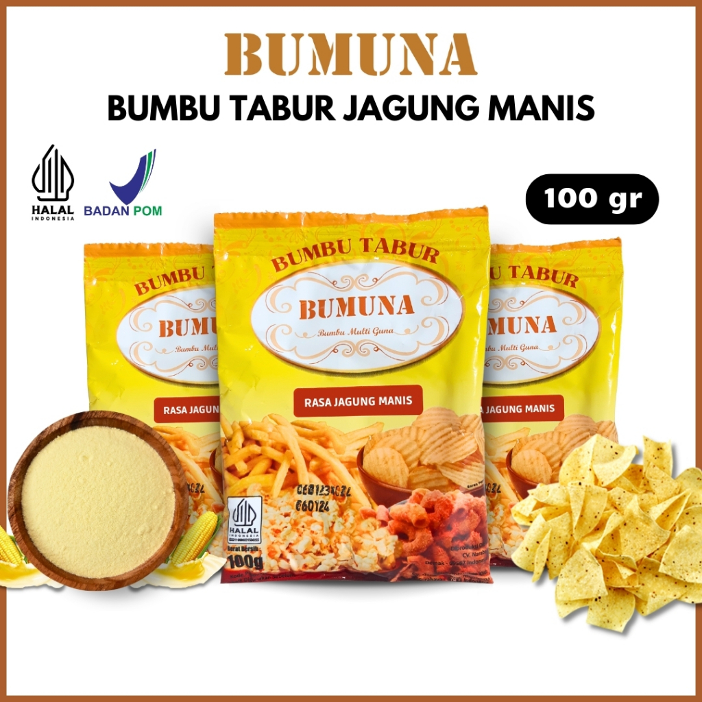 

Bumbu Tabur Rasa Jagung Manis 100 gram BUMUNA - Bumbu Cemilan Aneka Rasa