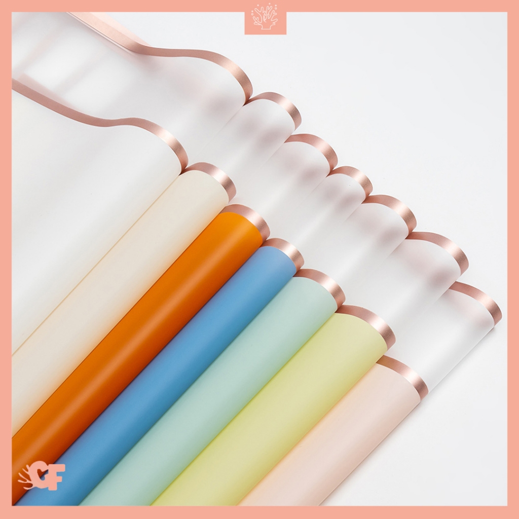 

20 LEMBAR Kertas Bunga Buket Transparan Frame List Gold Flower Wrapping Paper Frame Cellophane Florist KB6132